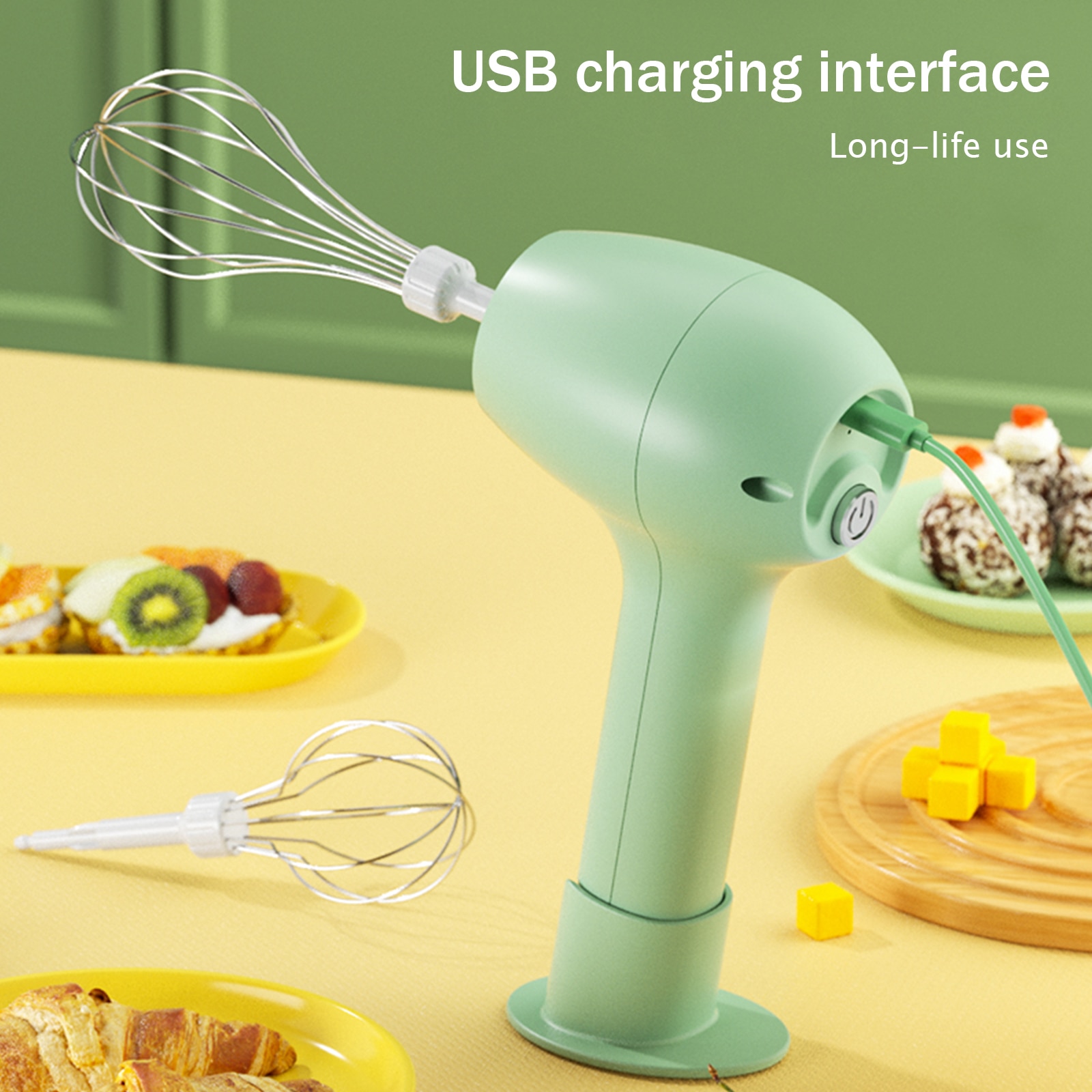 Wireless Portable Electric Food Mixer 3 Speeds Automatic Whisk Dough Egg Beater Baking Cake Cream Whipper Kitchen Hand Blender