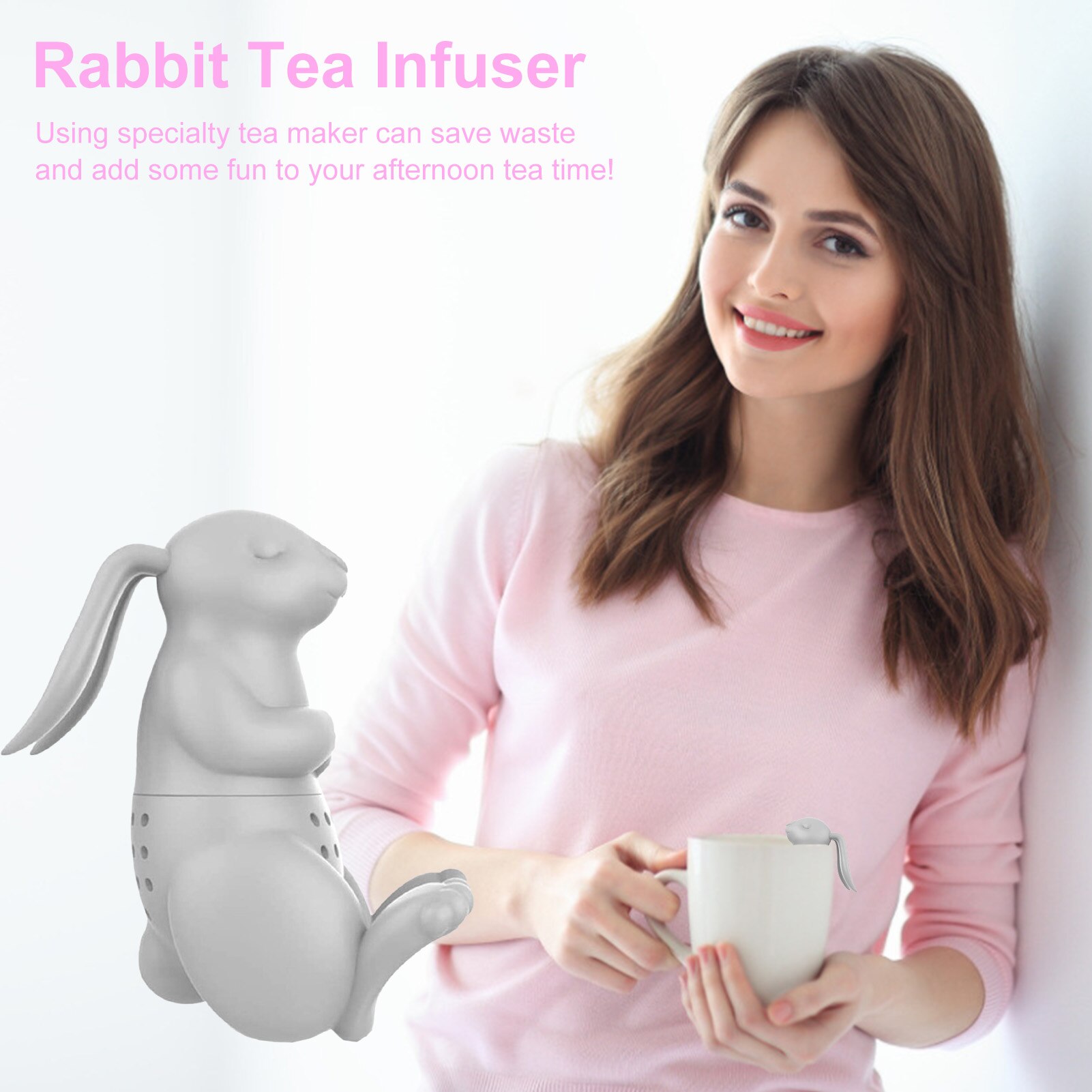 1pc Funny Rabbit Silicone Tea Brewer Mini Animal Tea Strainer Cute Yerba Mate Tea Infuser Loose Leaf Tea Infusers Kitchen Tools