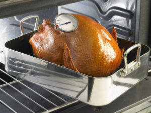 meat thermometer on chicken breast